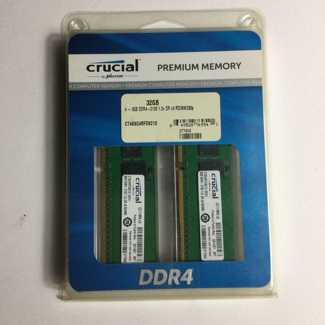 未使用メモリ32GB DDR4 2133 ECC CT4K8G4RFD8213