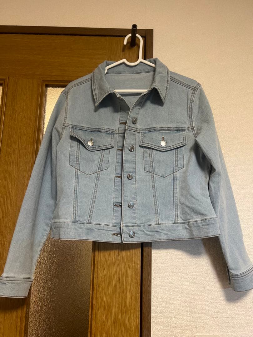 overE ショート丈ストレッチデニムジャケット：ライトブルー　96サイズ