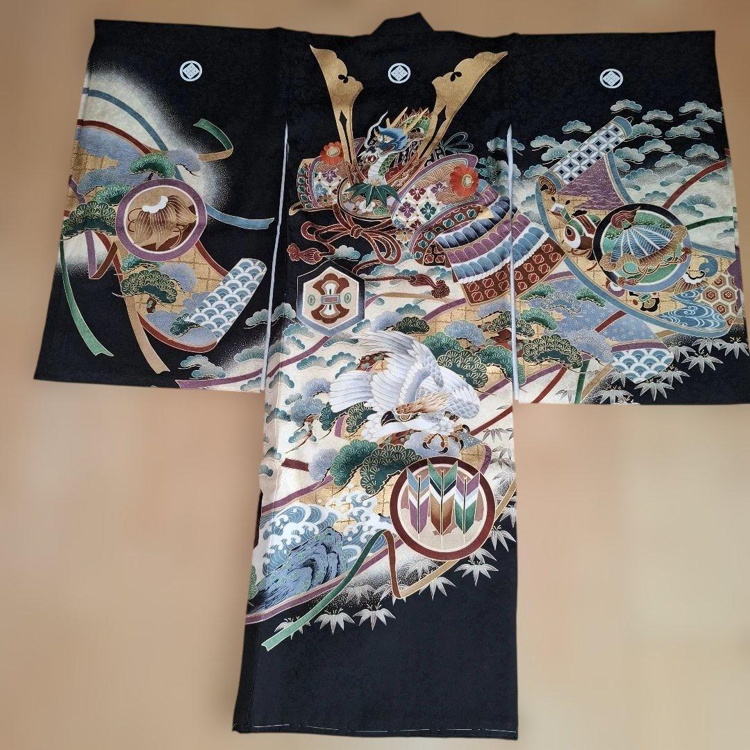 男の子お宮参りセット　正絹着物　ベビードレス