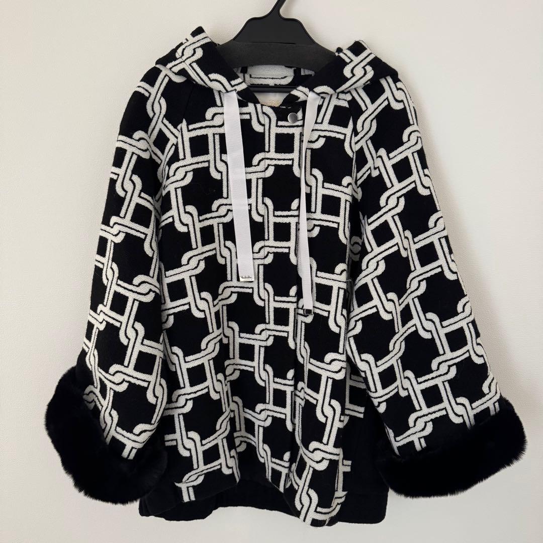 【未使用】グレースクラス キカジャガード ショートコート黒 36