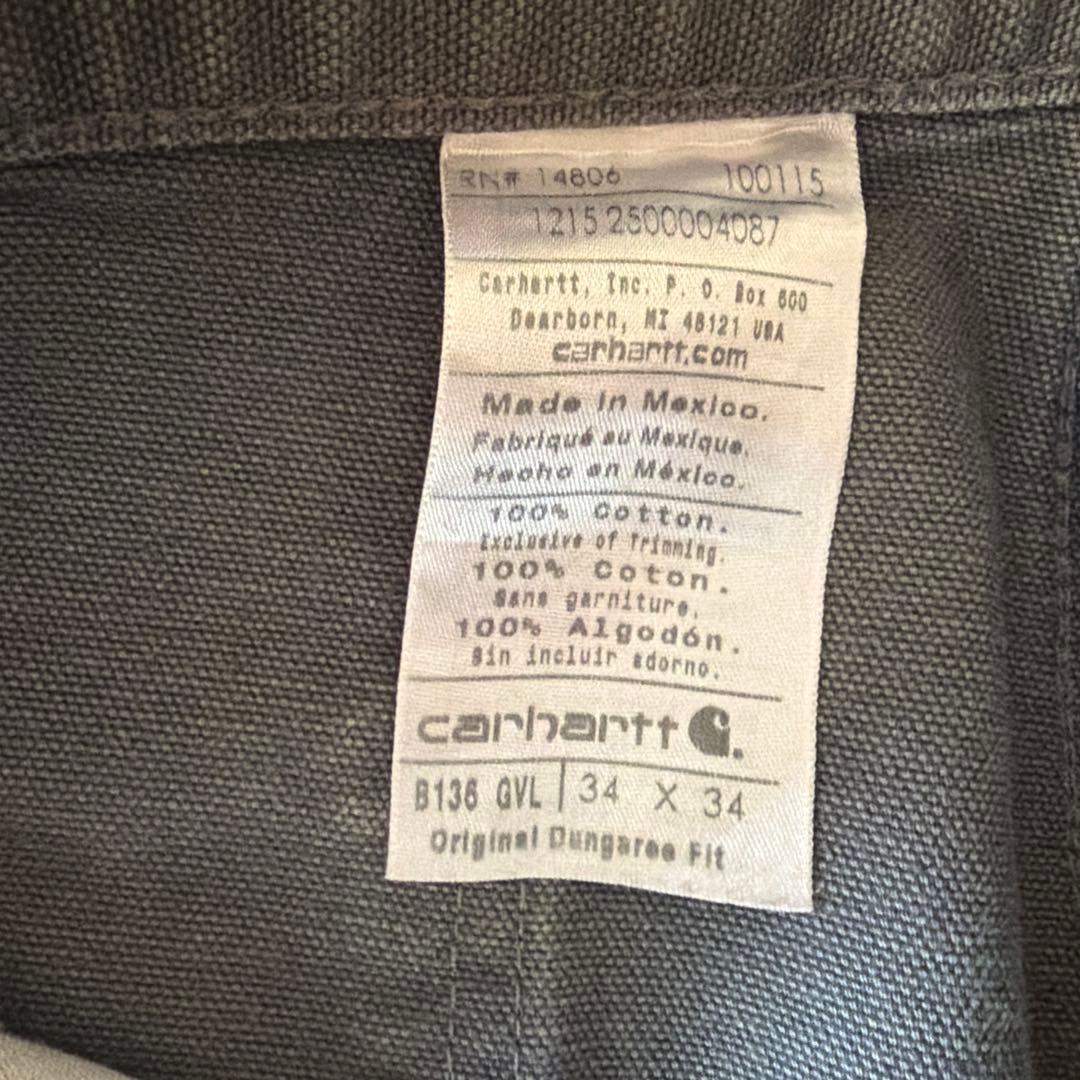 carhartt カーハート　ダブルニー　グレー 34x34 ダック地