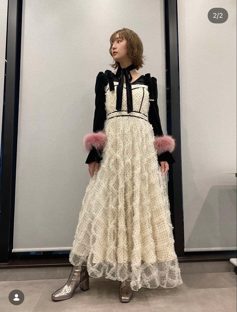 RANDA ドットチュールデザインワンピース サイズ1