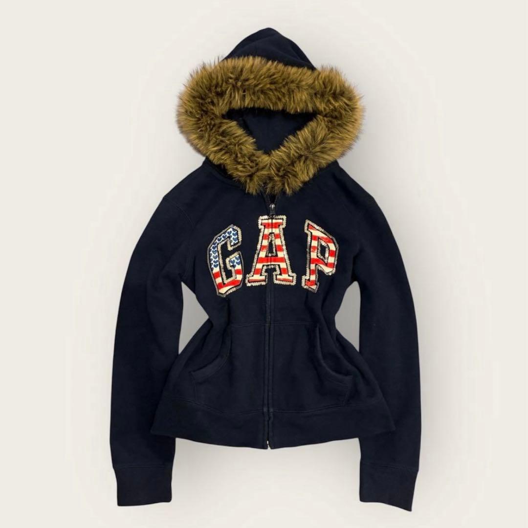 y2k 平成ギャル00’s gapファージップパーカー　アメリカ国旗