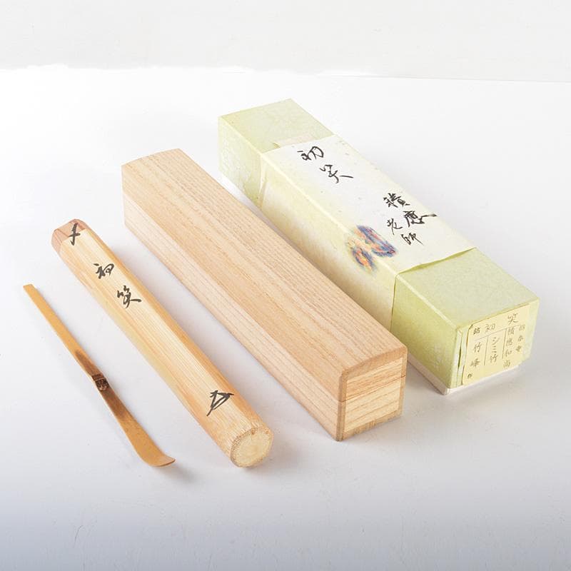茶道具　辻竹峰作　茶杓　銘「初笑」　前大徳　福本積應書付　共筒共箱　C　5842