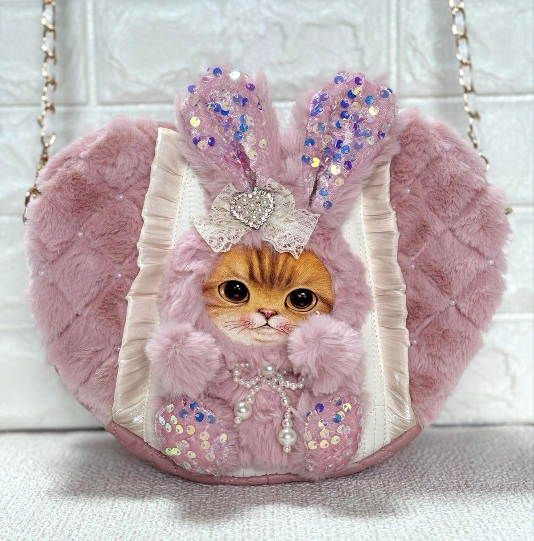黒*こ様 コヤンイサムチョン　ハンドメイド　ハート型ファーショルダーバッグ　ピン