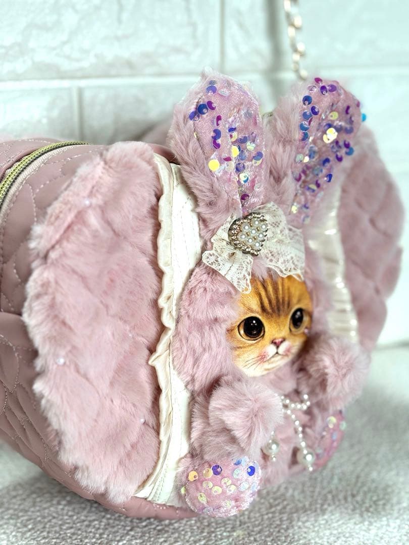 黒*こ様 コヤンイサムチョン　ハンドメイド　ハート型ファーショルダーバッグ　ピン