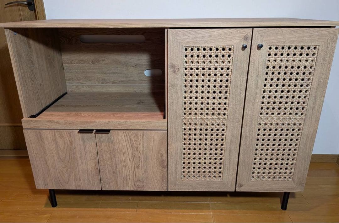 ★よぺ★LOWYA ラタン調キッチンカウンター 棚 収納 台