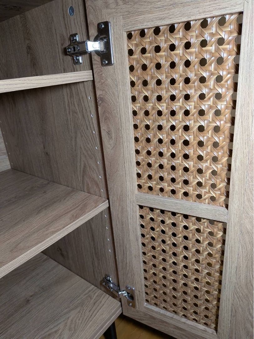 ★よぺ★LOWYA ラタン調キッチンカウンター 棚 収納 台