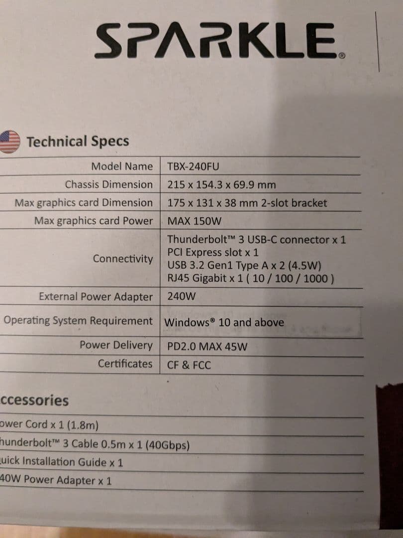 J*r様 TBX-240FU Thunderbolt GPUボックス RTX 3