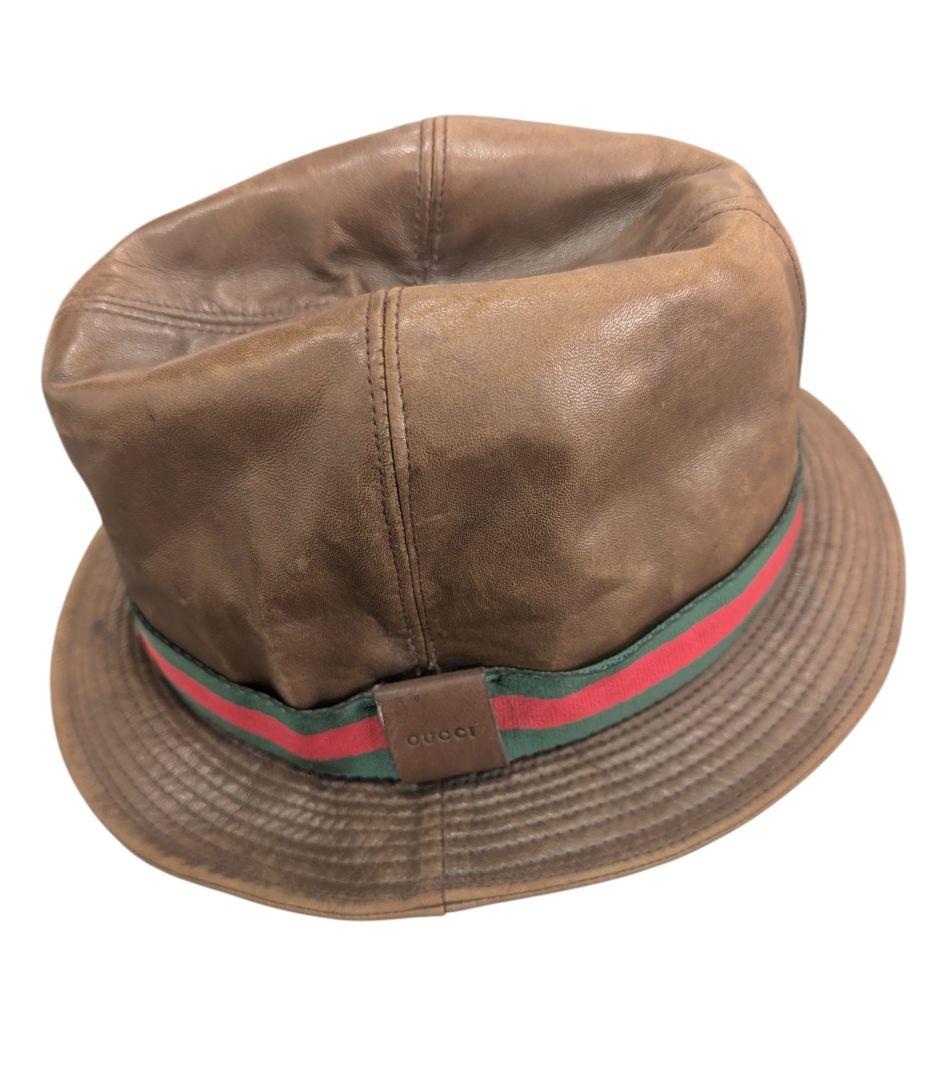 GUCCI レザー ブラウン ハット