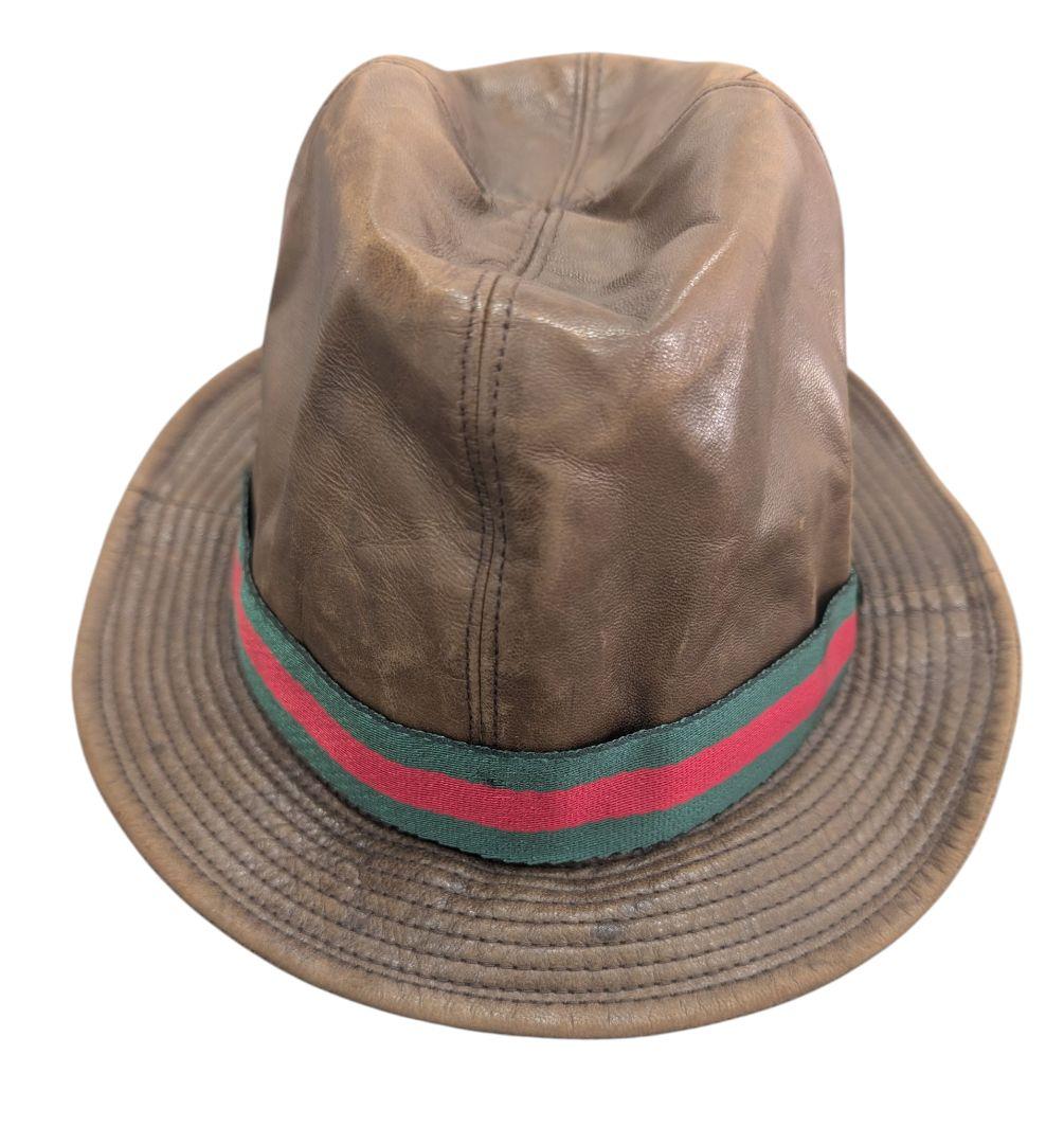 GUCCI レザー ブラウン ハット