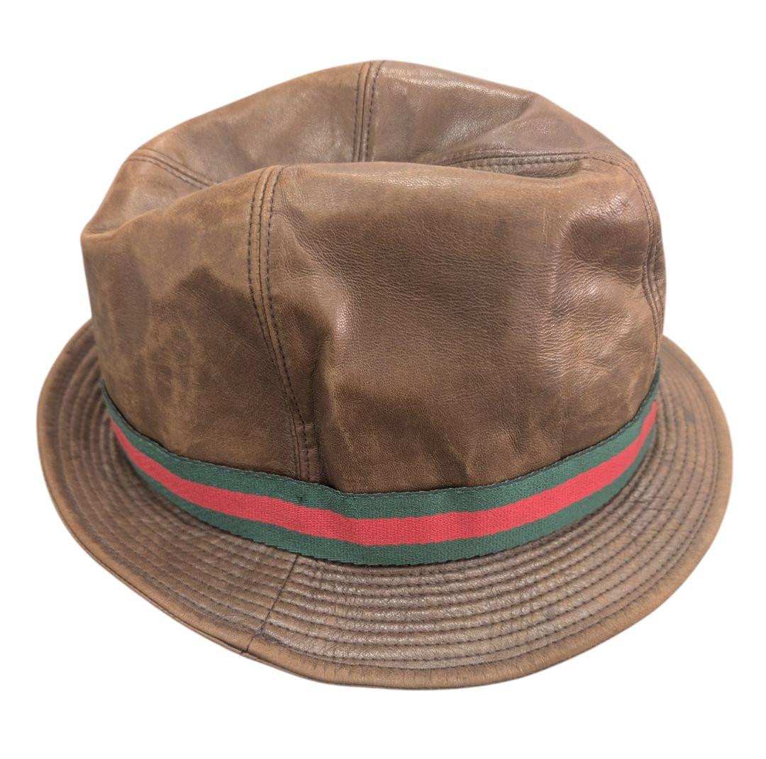 GUCCI レザー ブラウン ハット