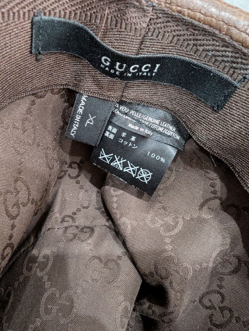 GUCCI レザー ブラウン ハット