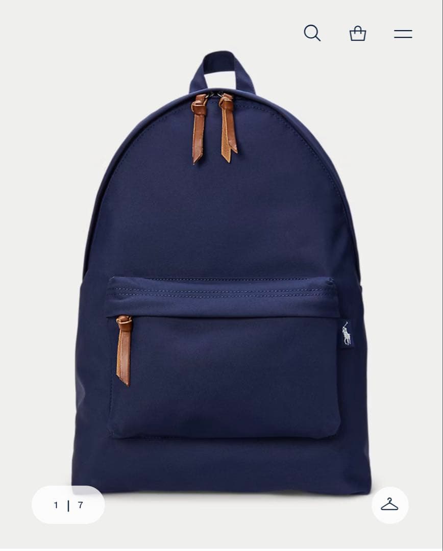 ポロ　POLO ラルフローレン　リュック　レザートリム バックパック　ネイビー