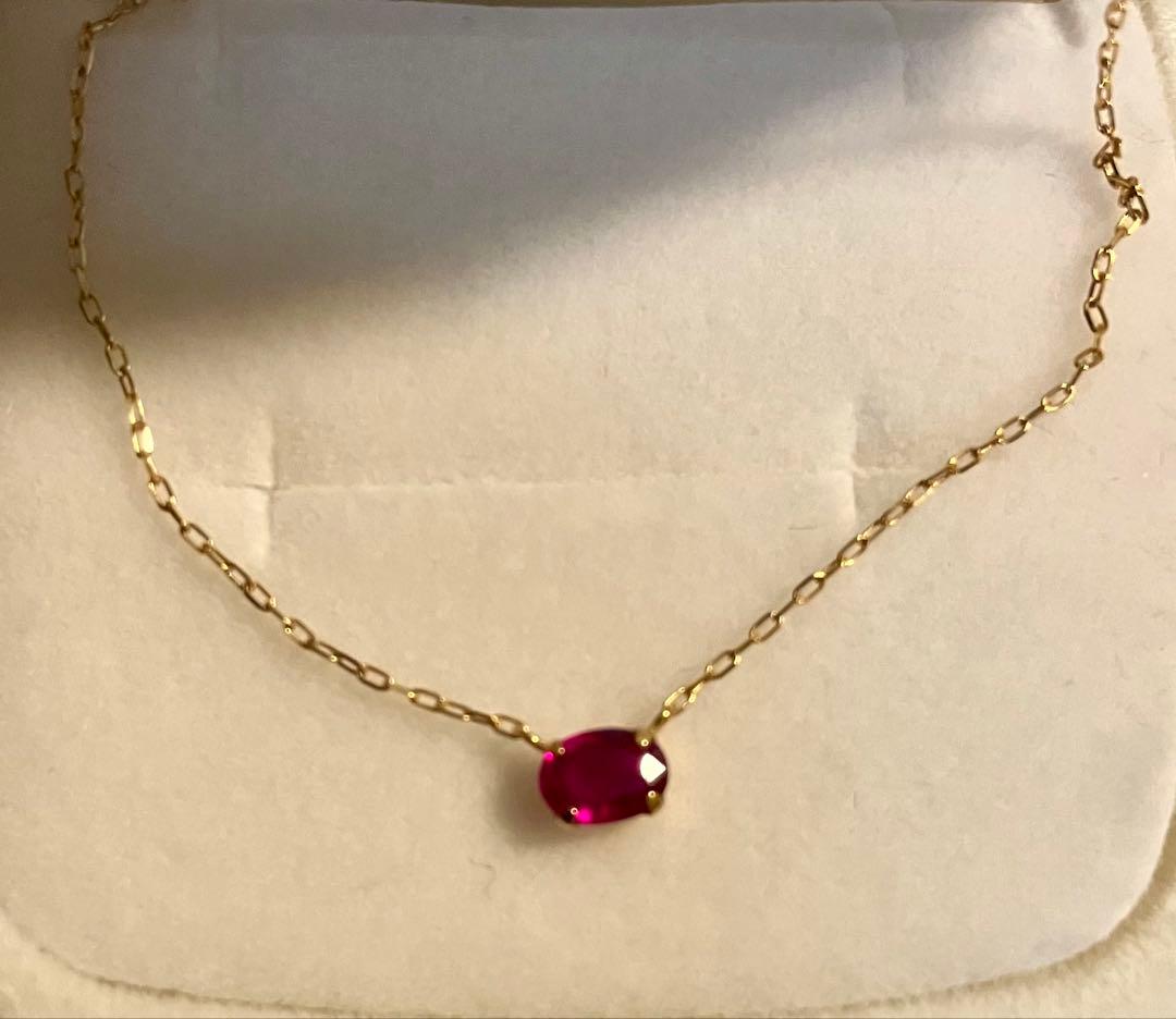 き*読様 K18＊0.262ct一粒ルビーネックレスです