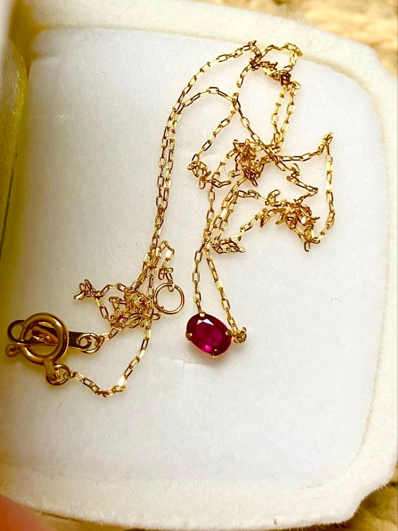 き*読様 K18＊0.262ct一粒ルビーネックレスです