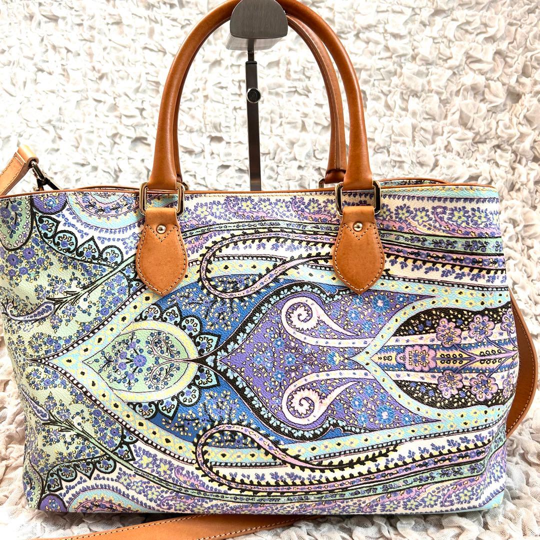 希少 ETRO エトロ ペイズリー 2way ショルダーバッグ トート マルチ