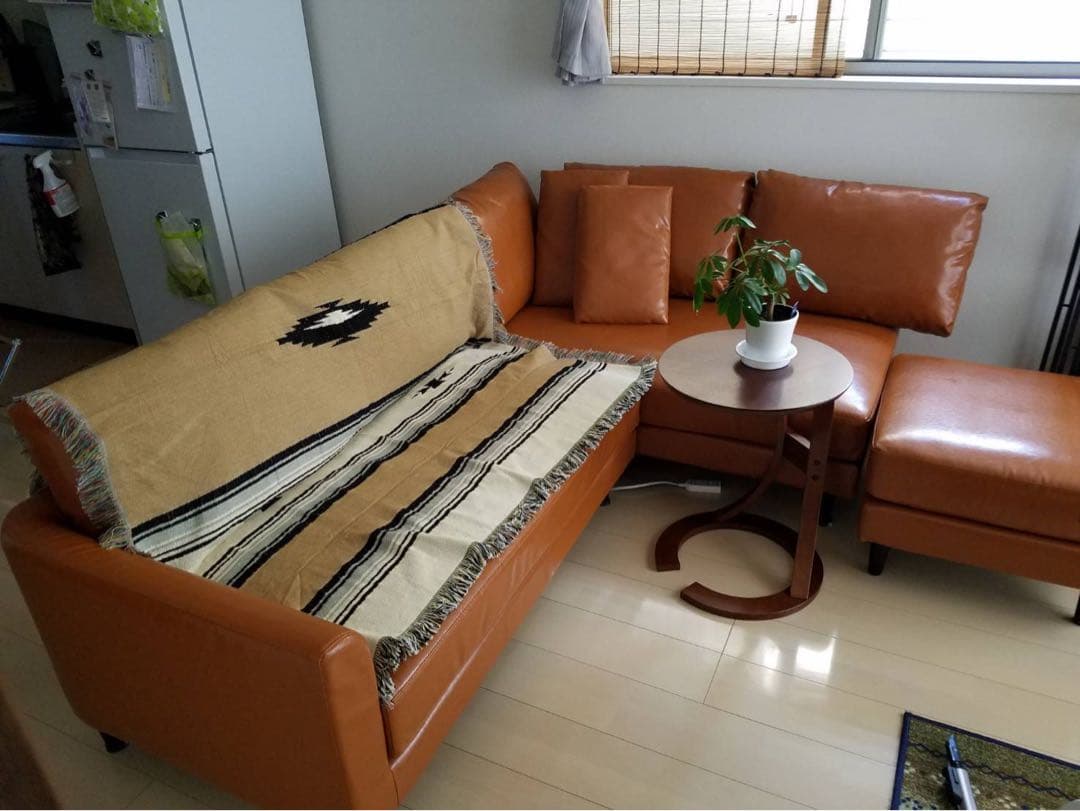 azumamブラウン コーナーソファ クッション付き