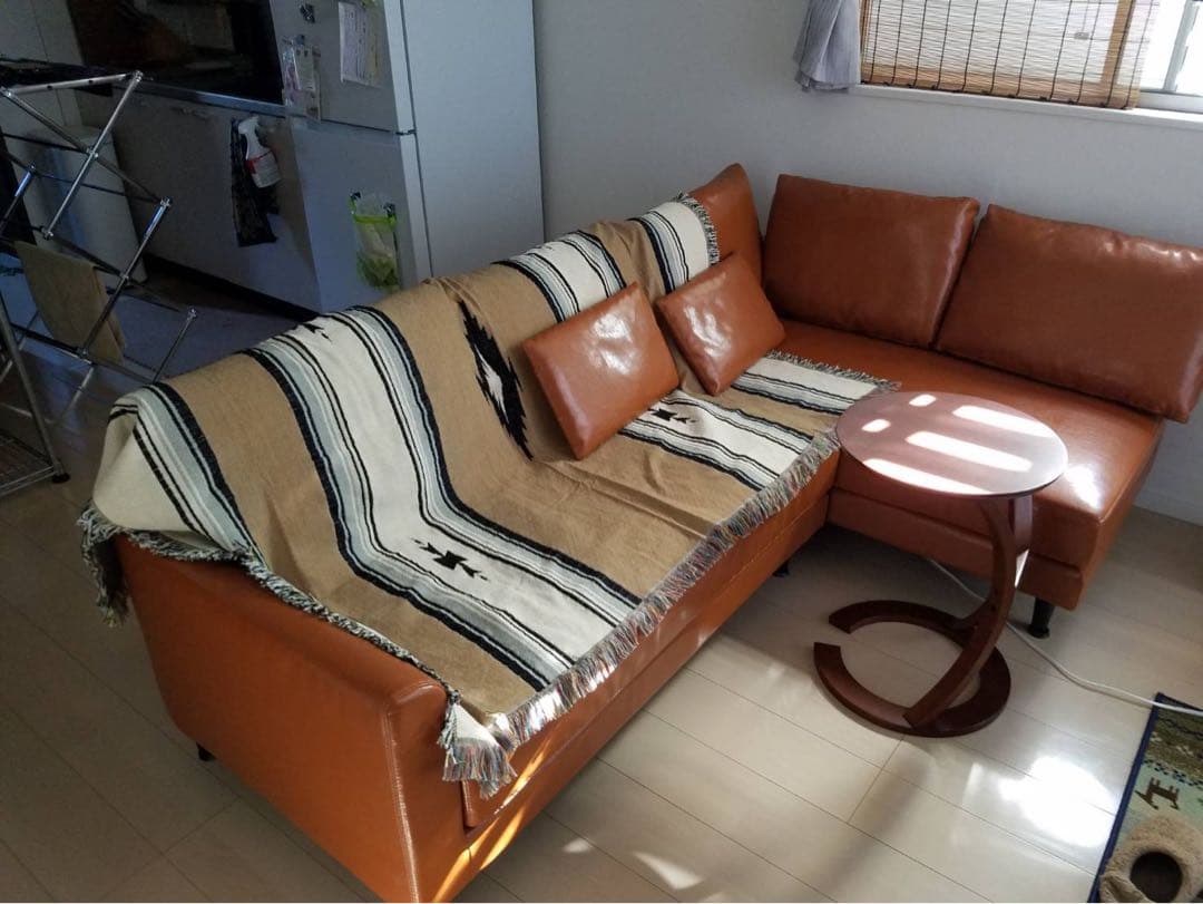 azumamブラウン コーナーソファ クッション付き