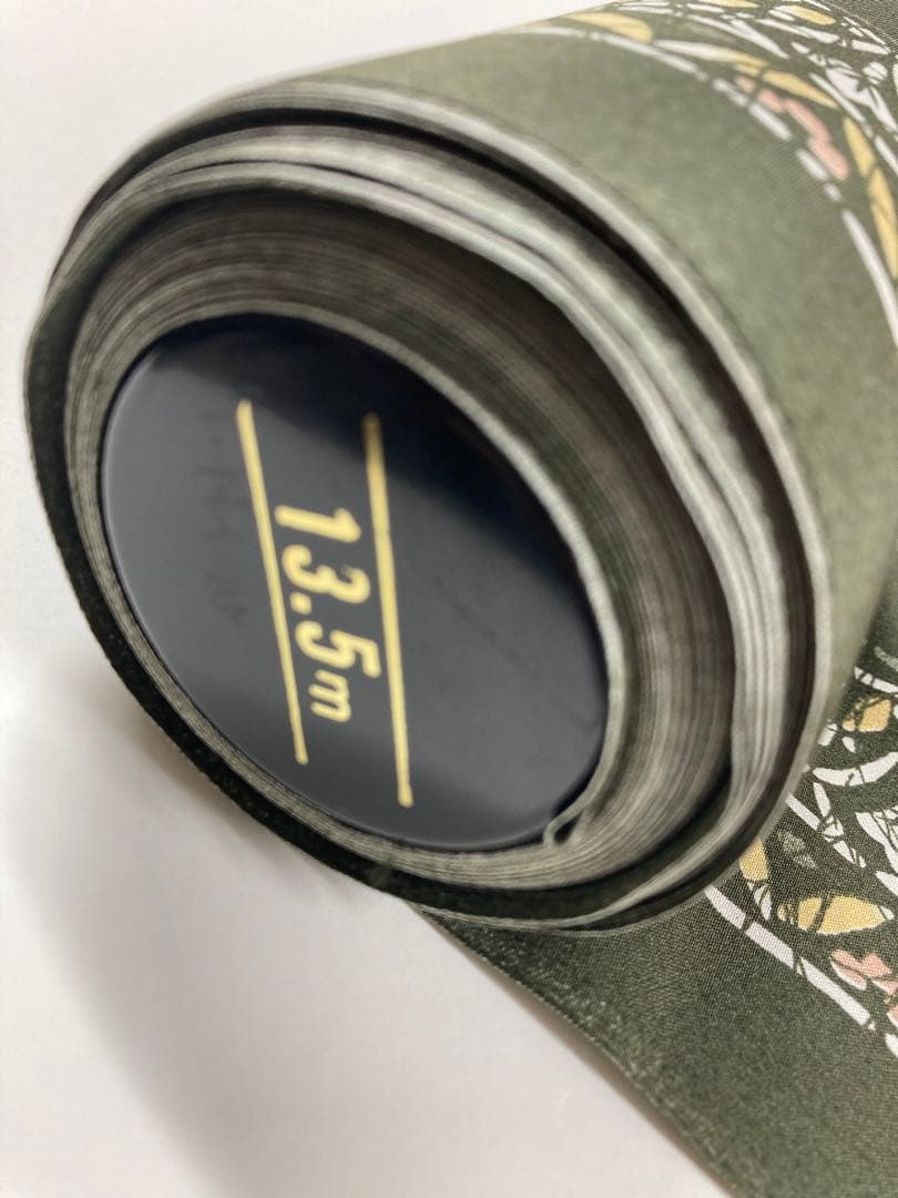 新品未使用美品　襦袢反物　緑地に縞小紋　正絹