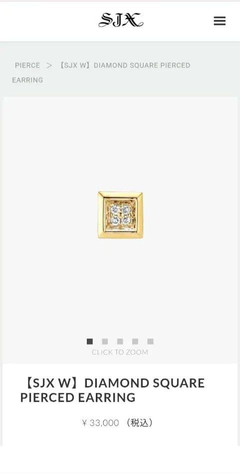 SJX W ダイヤモンド スクエア ピアス(片耳用)