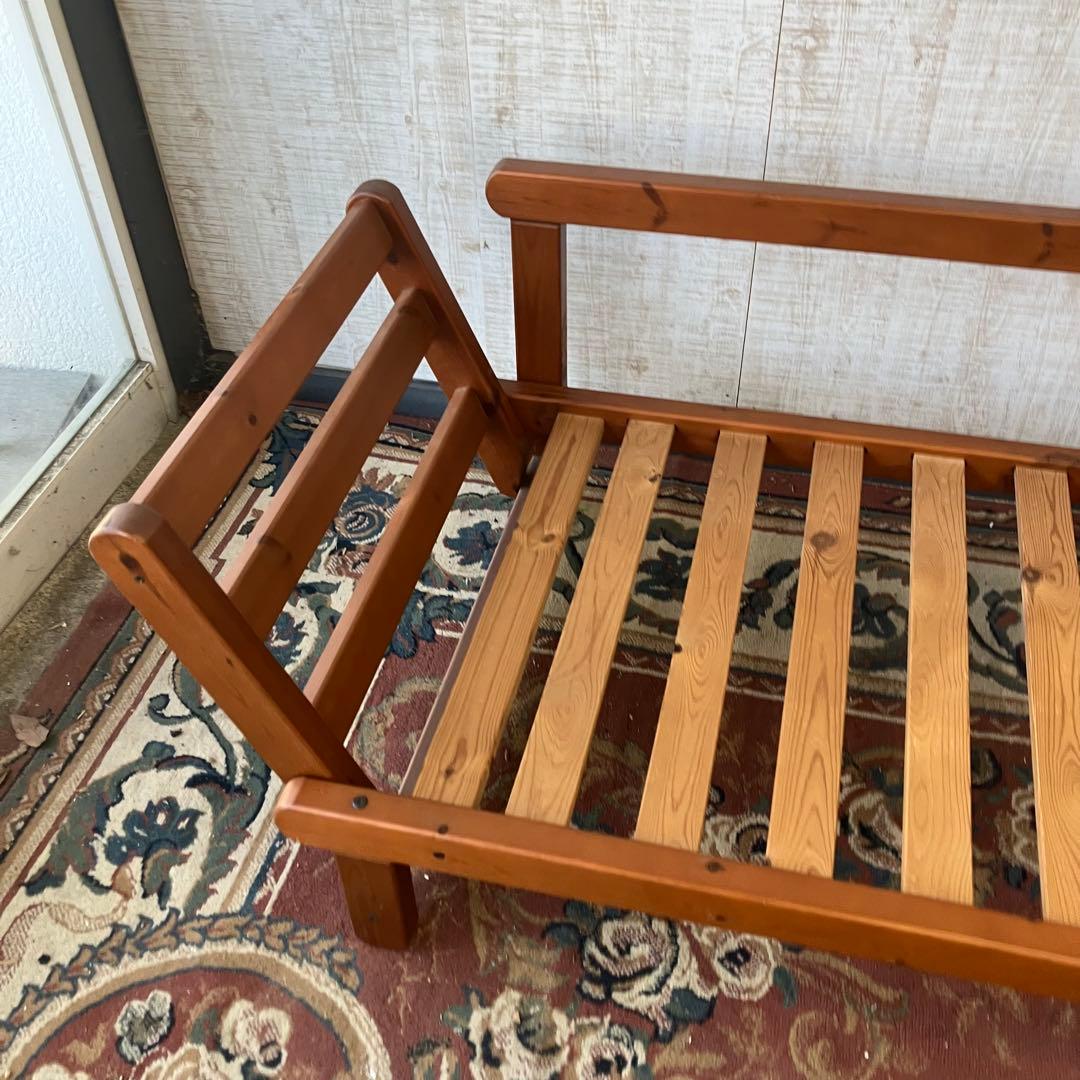 北欧レトロ 天然木 無垢材 ウッドベンチ ソファーベッド 2人掛けベンチ