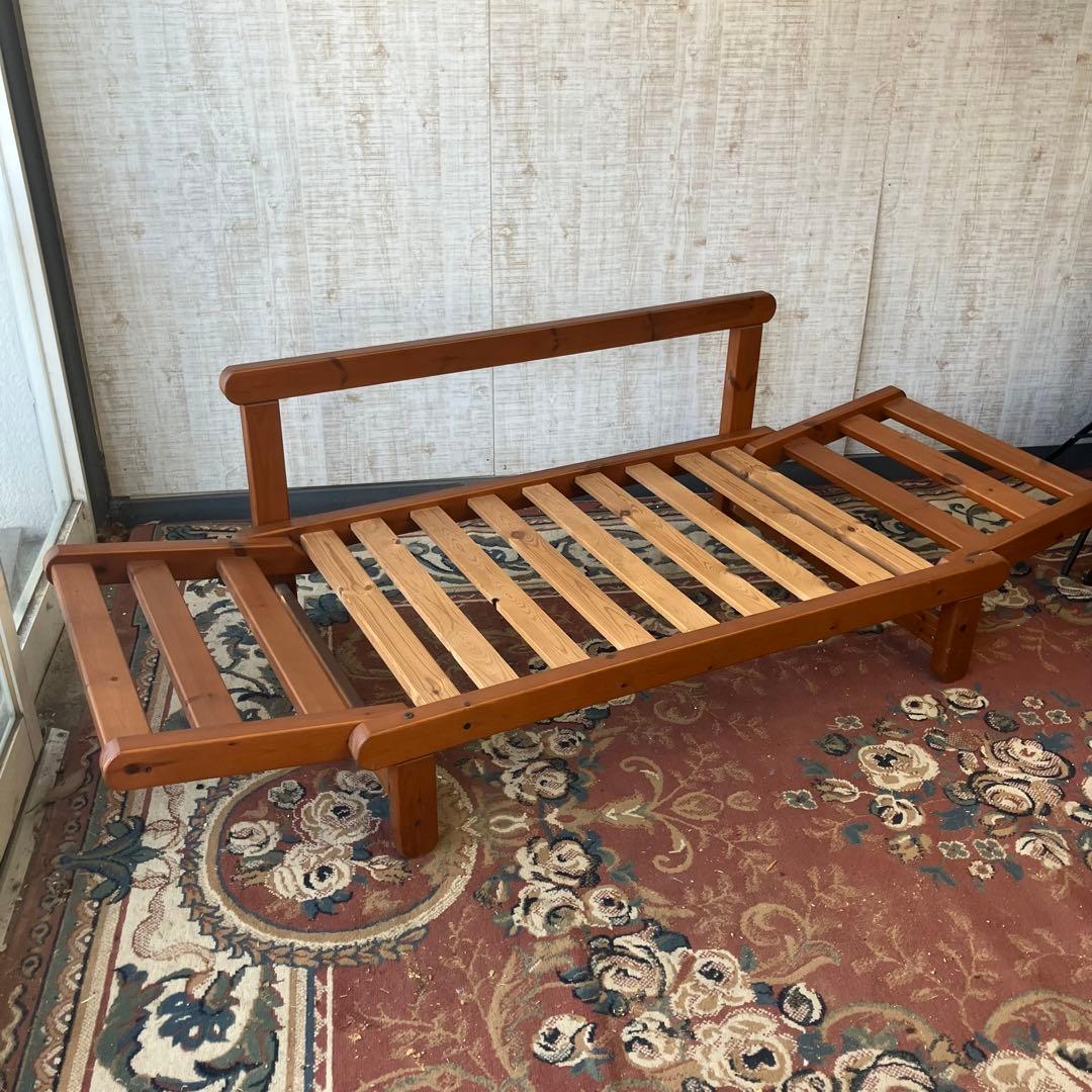 北欧レトロ 天然木 無垢材 ウッドベンチ ソファーベッド 2人掛けベンチ