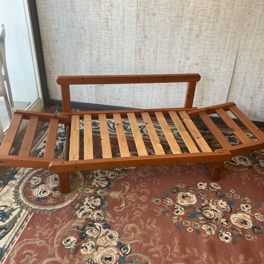 北欧レトロ 天然木 無垢材 ウッドベンチ ソファーベッド 2人掛けベンチ