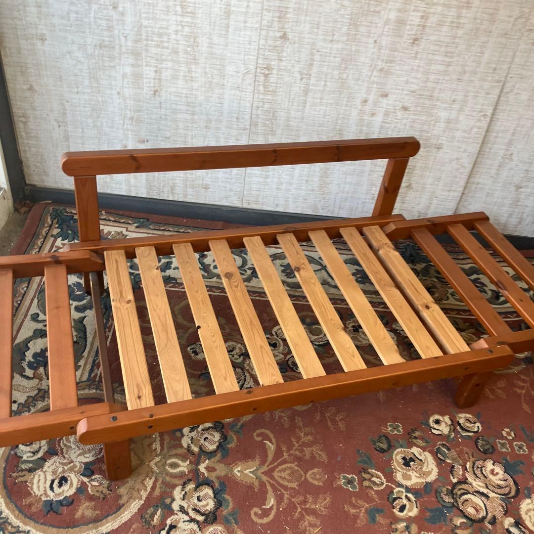 北欧レトロ 天然木 無垢材 ウッドベンチ ソファーベッド 2人掛けベンチ