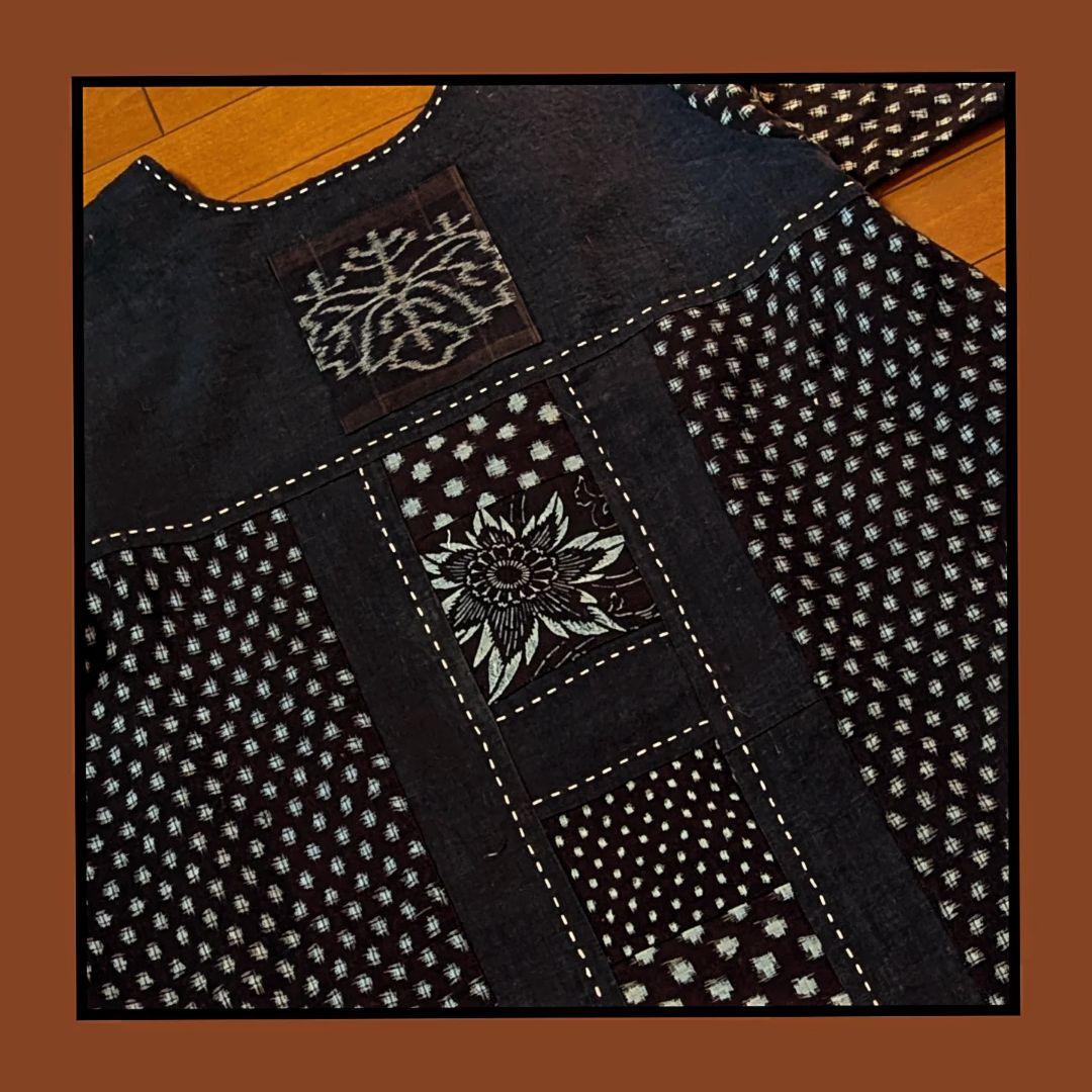 藍染家紋風呂敷♥古布リメイクワンピース　フォーウェイタイプ