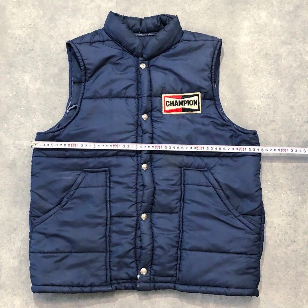 80s US古着 CHAMPION 中綿 ベスト M チャンピオン プラグ