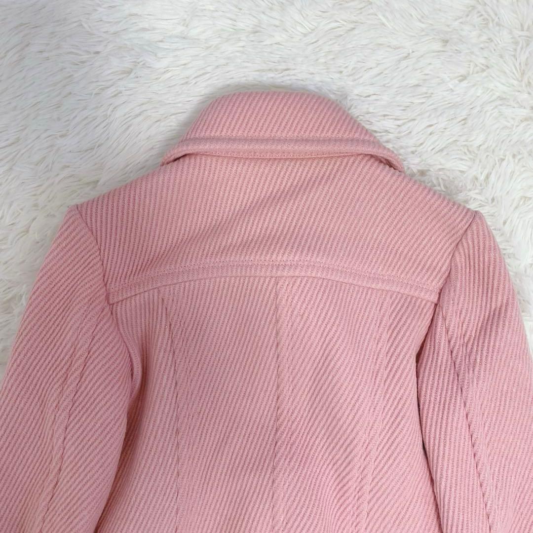 バーバリーブルーレーベル ショート丈ウールコート トグル ピンク ノバチェック