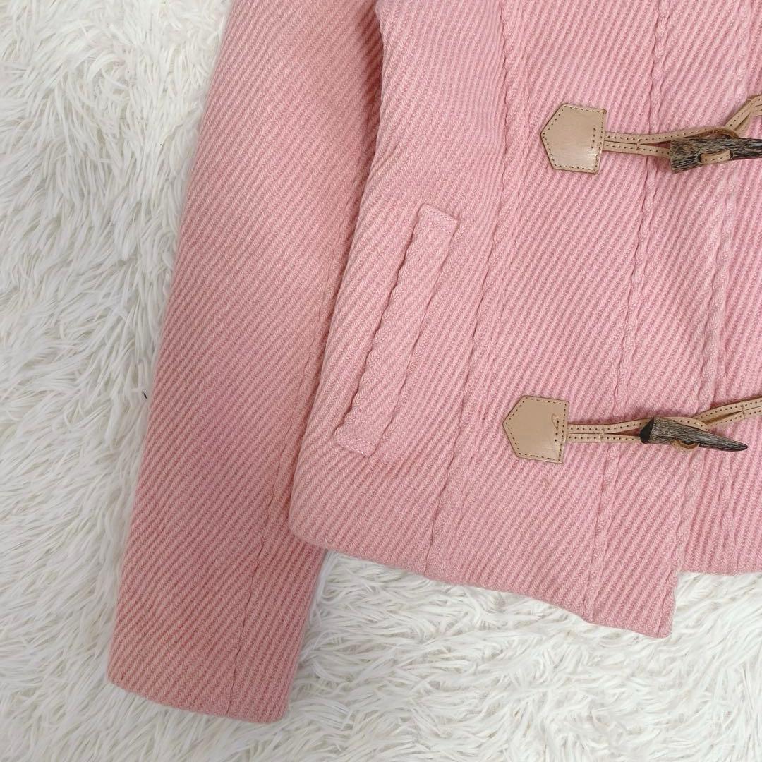 バーバリーブルーレーベル ショート丈ウールコート トグル ピンク ノバチェック