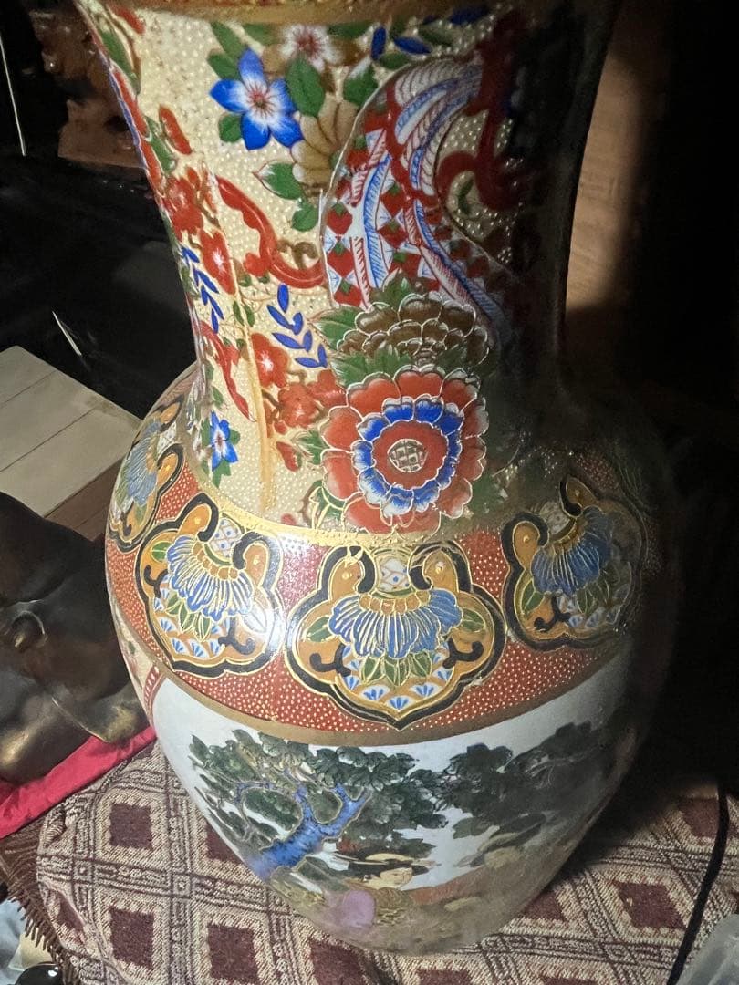 shota 薩摩焼 飾り大壺 60cm 金彩色絵 、豪華爛漫 美人図画 、