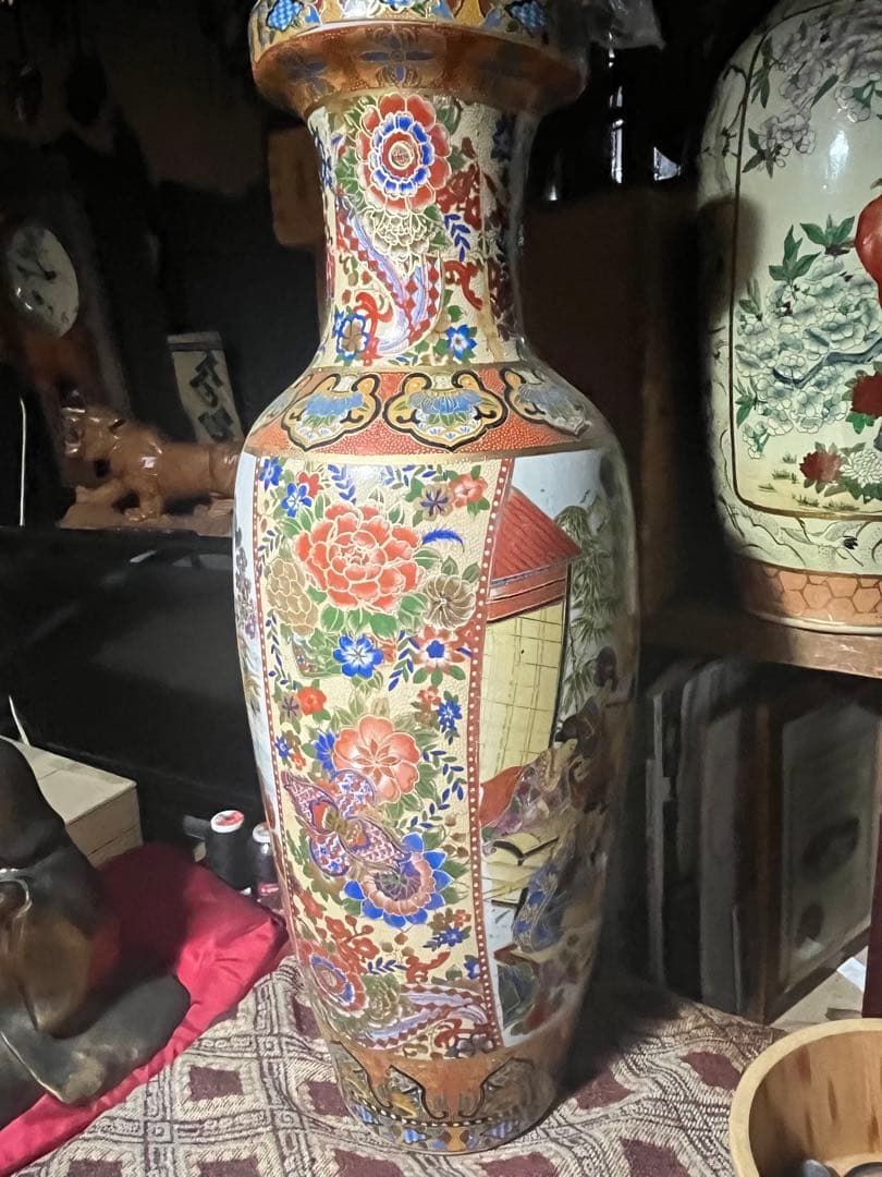 shota 薩摩焼 飾り大壺 60cm 金彩色絵 、豪華爛漫 美人図画 、