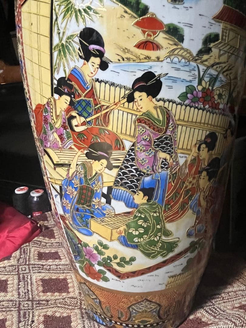 shota 薩摩焼 飾り大壺 60cm 金彩色絵 、豪華爛漫 美人図画 、