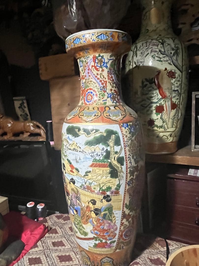 shota 薩摩焼 飾り大壺 60cm 金彩色絵 、豪華爛漫 美人図画 、