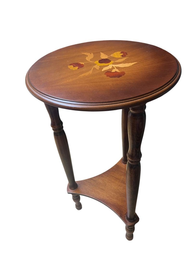 アンティーク調 象嵌 サイドテーブル 花台 コンソール 飾り台 イタリア