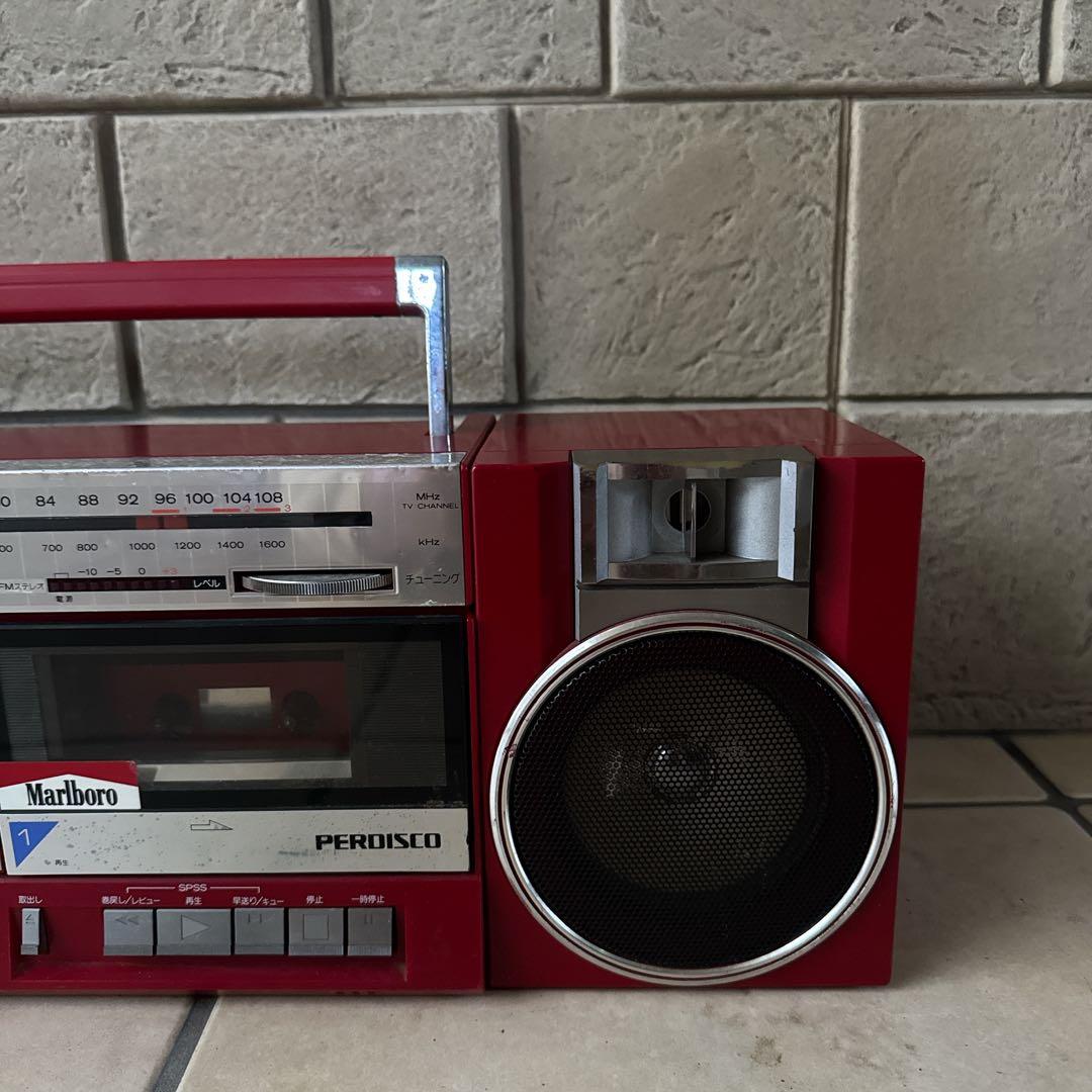 HITACHI PERDISCO TRK-W3 バブルラジカセ 赤 昭和レトロ