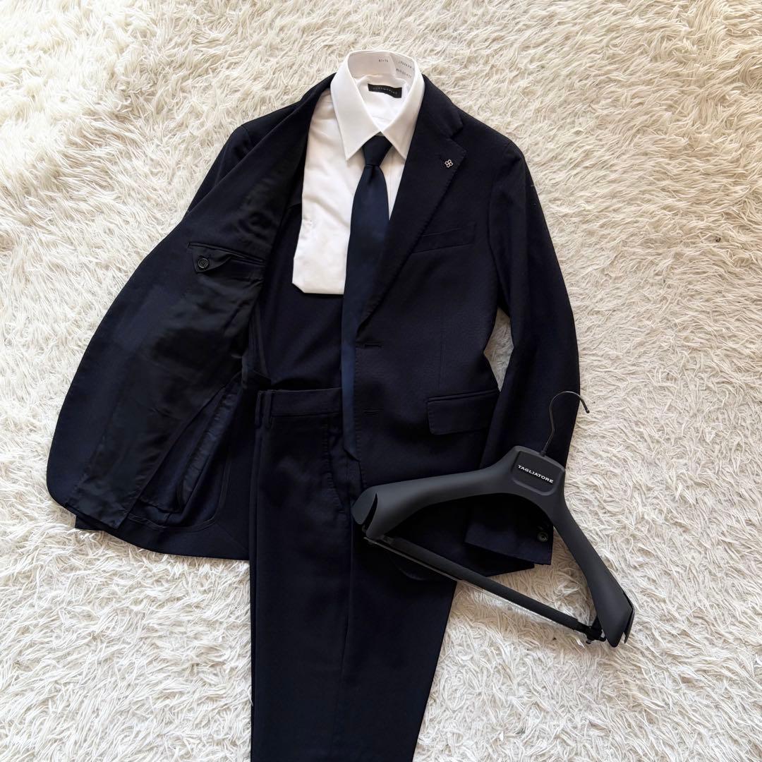 <美品>TAGLIATORE ヴェスビオ ネイビー ウール スーツ サイズ44