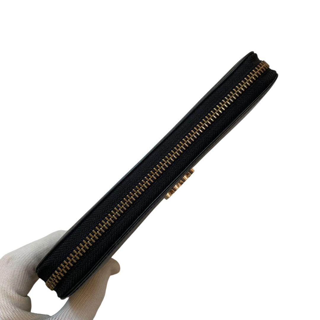 美品 ラシット 長財布 モノグラムプレート ラウンドジップ ウォレット