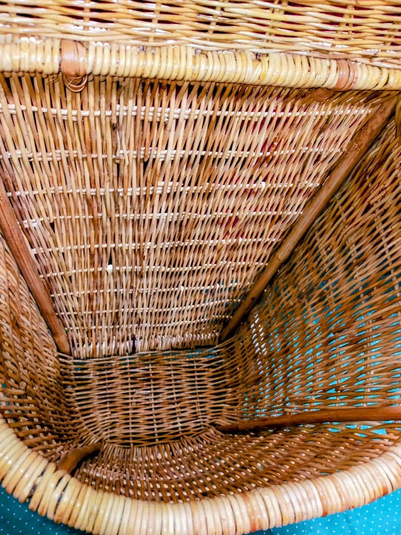 アンティーク ラタン 籐 キャリーバスケット キャリーバッグ カート