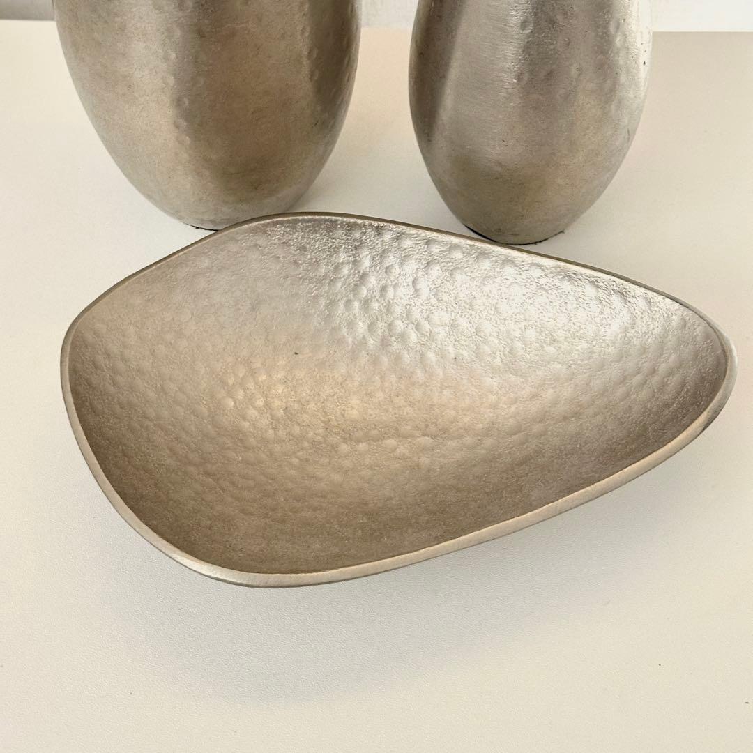 J*M様 【終売品】ACTUS シルバーフラワーベース大小&小物置き【3点セット