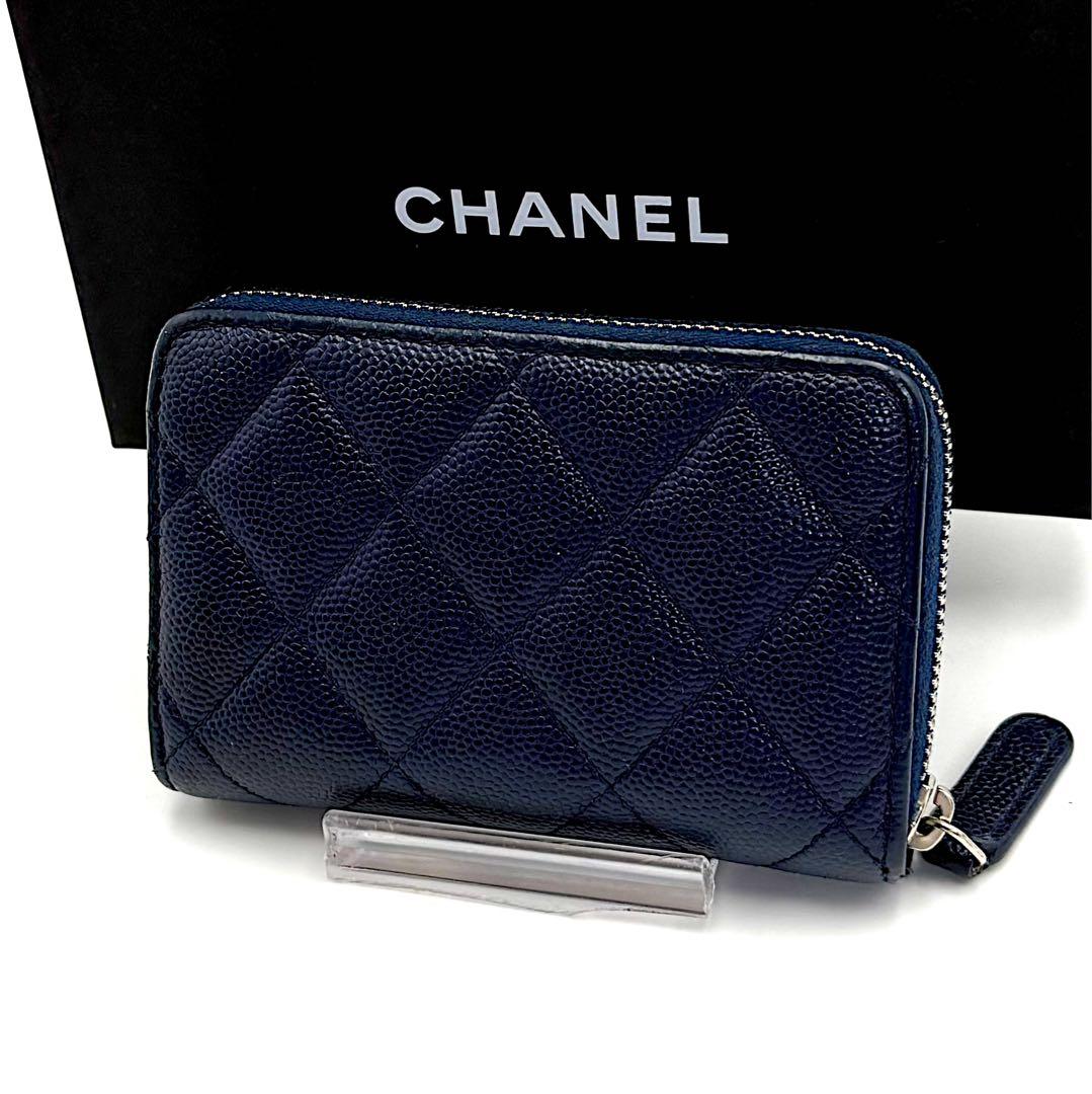 シャネル クラシック ジップ パースキャビアスキン ネイビー