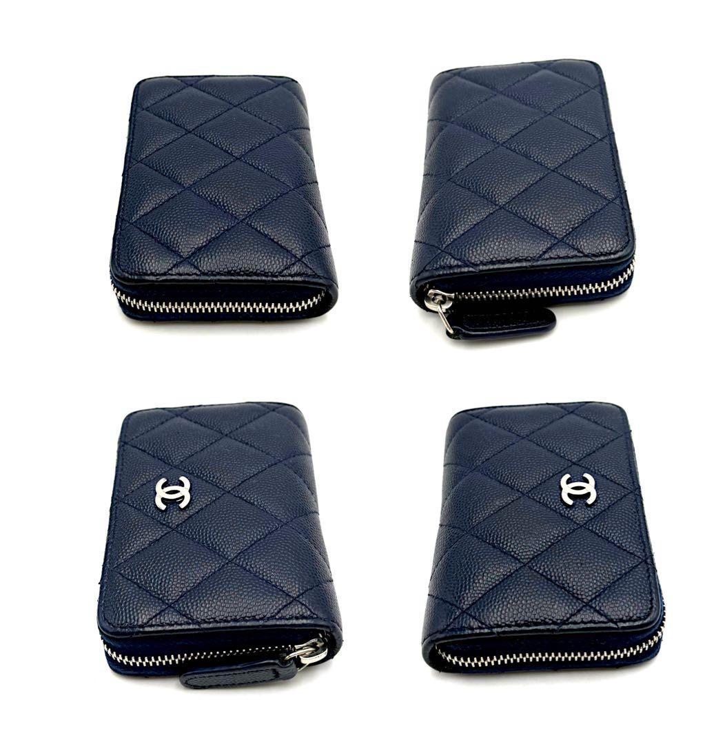 シャネル クラシック ジップ パースキャビアスキン ネイビー