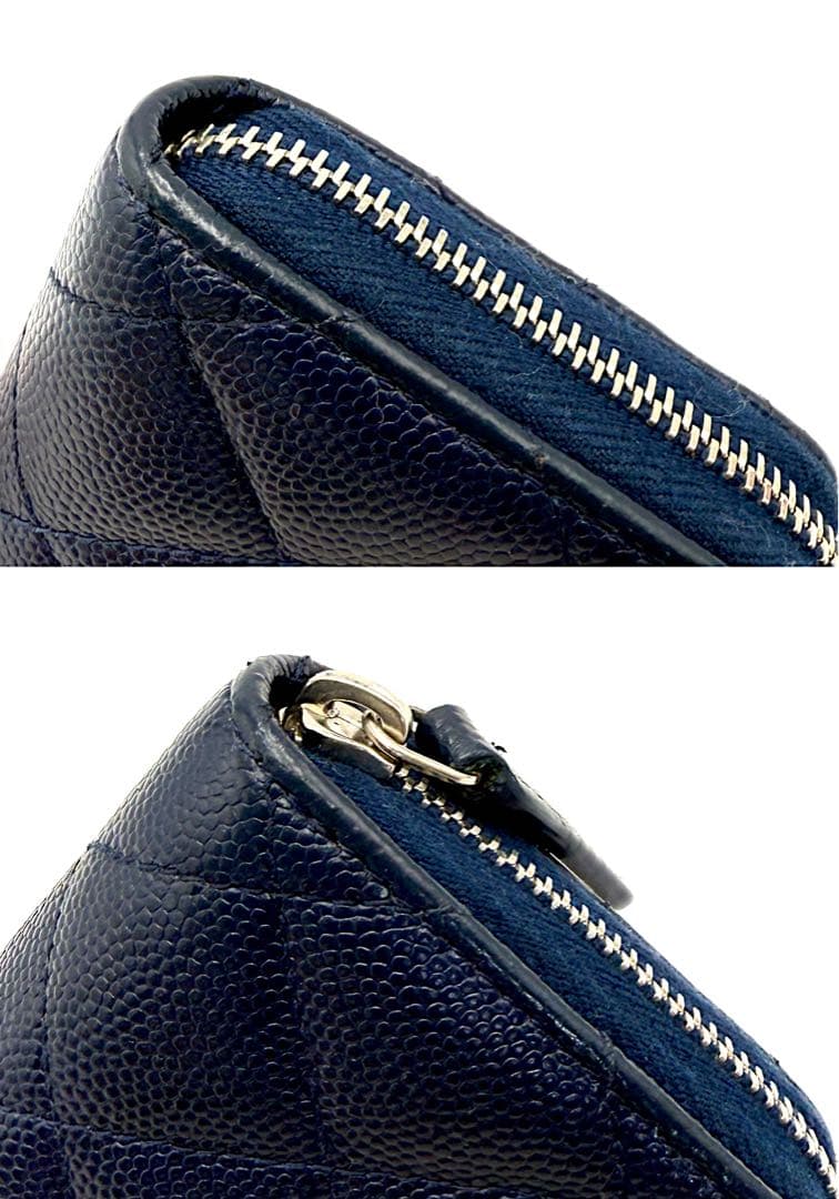 シャネル クラシック ジップ パースキャビアスキン ネイビー