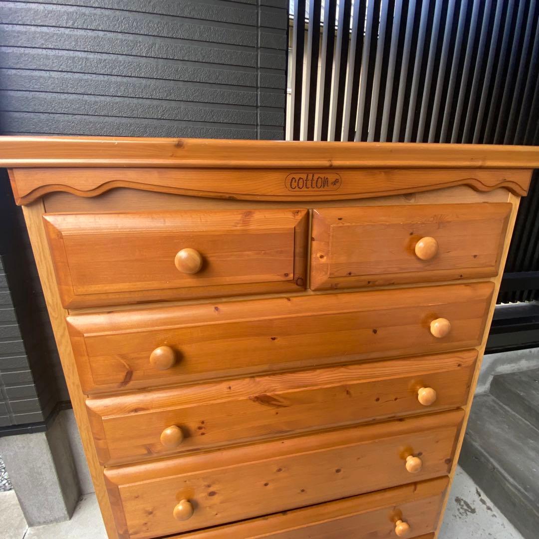 自宅保管 6段ハイチェスト パイン材 横幅90cm 奥行45cm 高さ140cm