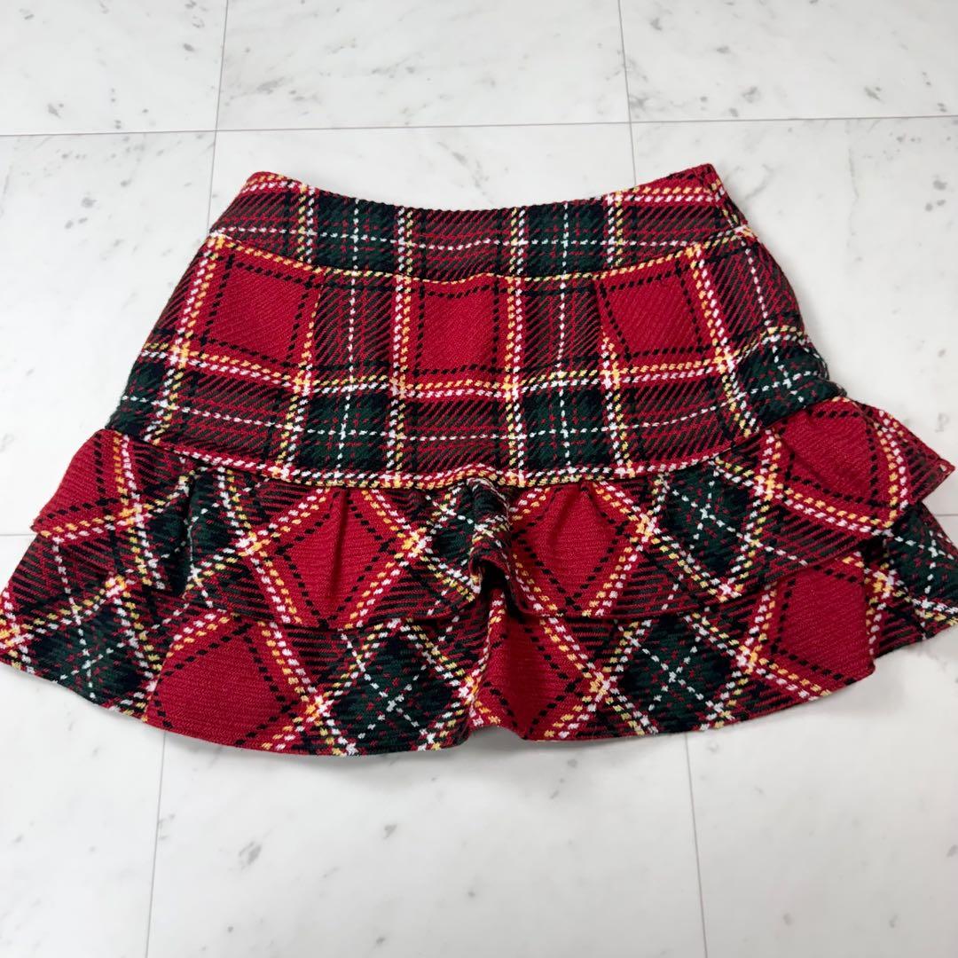 バーバリーブルーレーベル フリルミニスカート ノバチェック レッド系 サイズ36