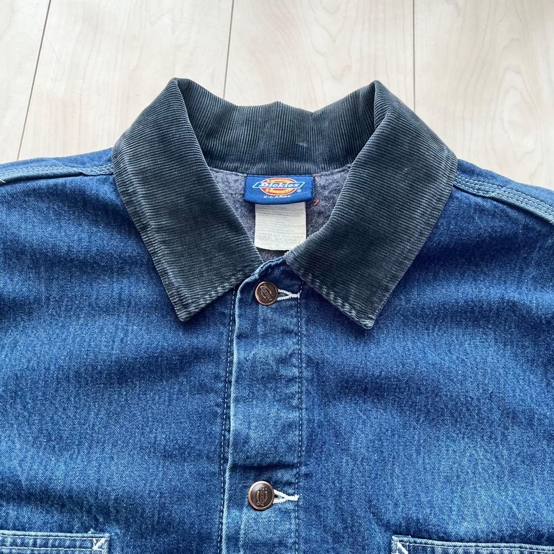 90s Dickies カバーオール デニム コーデュロイ衿 ブランケット裏地
