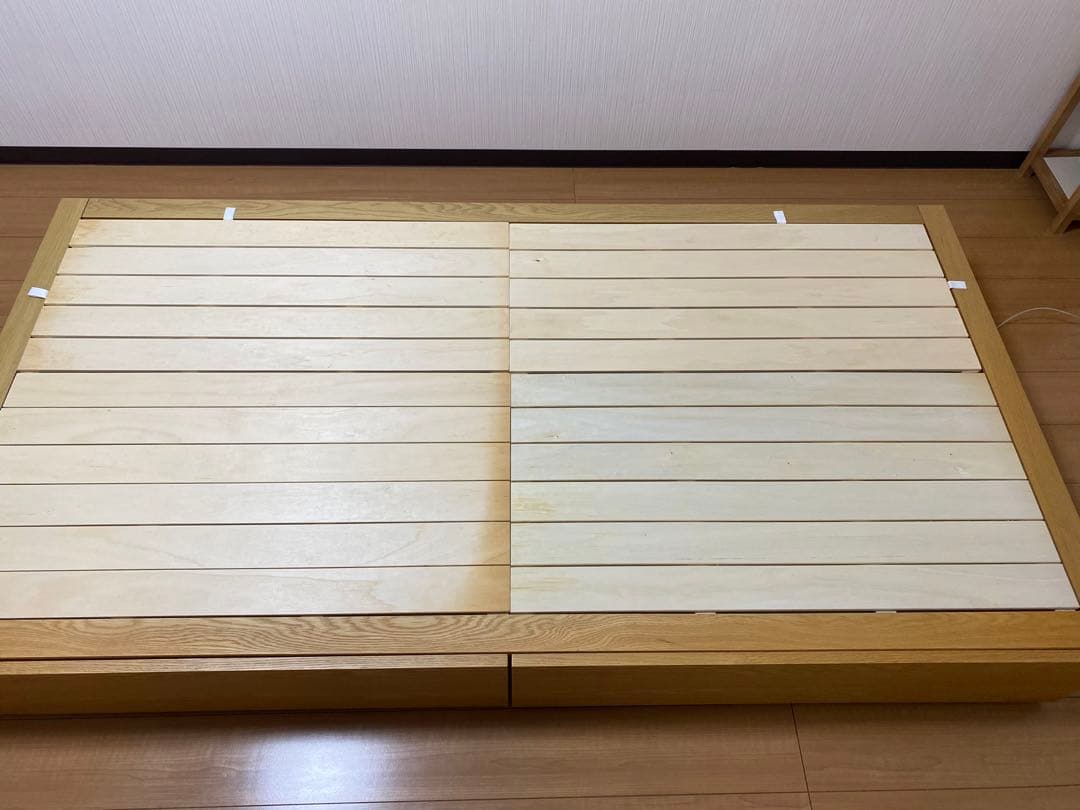 無印良品 オーク材シングルサイズ 引き出し付きベットフレーム 布団カバー付き